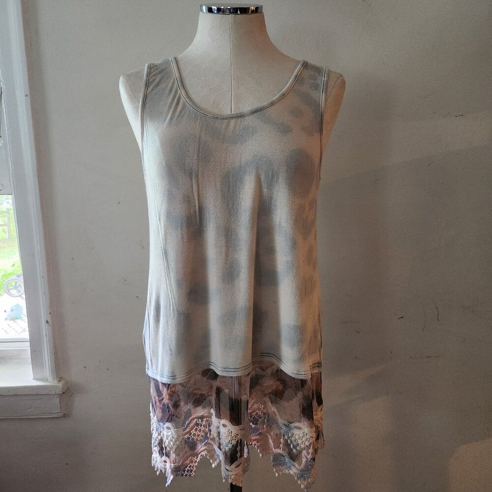 The Shabby Tree Tie Dye Lace Trim Tank Top Women's Size XL